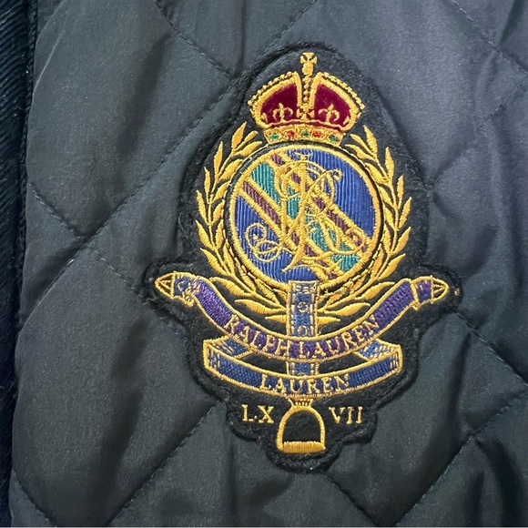 Ralph Lauren Crest-Patch Diamond-Quilted Vest Black Reversible Equestrian Sz L - Picture 6 of 10